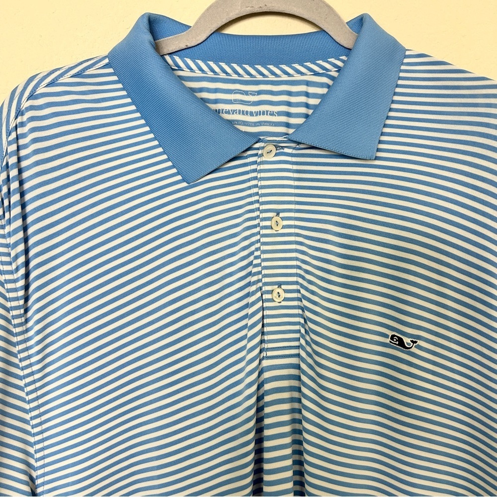 Vineyard Vines Blue and White Striped Golf Polo Size XL - Picture 3 of 8